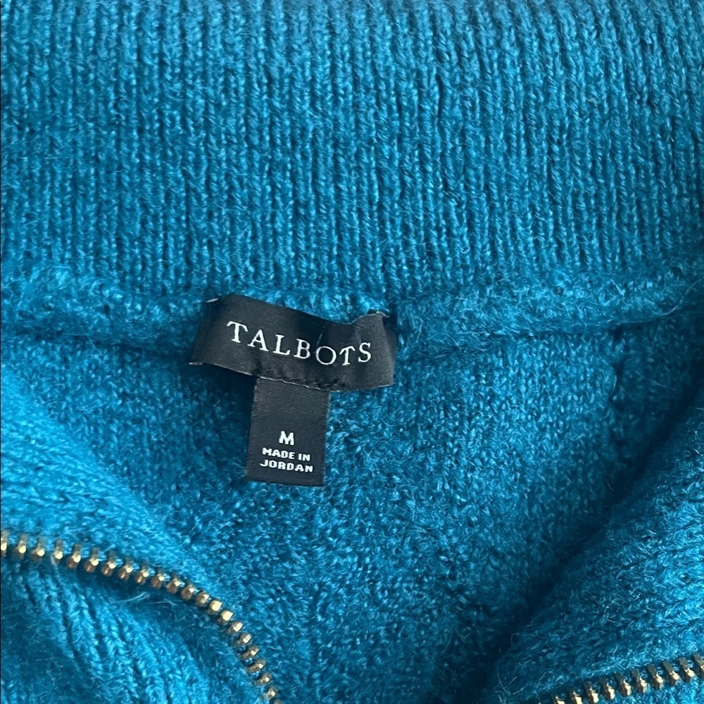 Talbots Turquoise Cable Knit Sweater - Picture 3 of 10